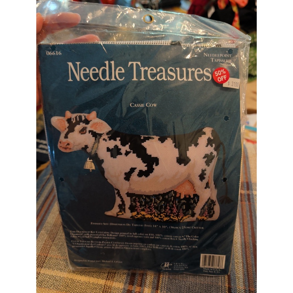 New RARE Needle Treasures Cassie Cow Door Stop Needlepoint Kit 06616 (14 X 10")